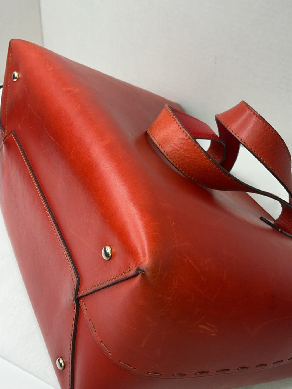 Dooney & Bourke Orange Leather tote bag. - Picture 6 of 13